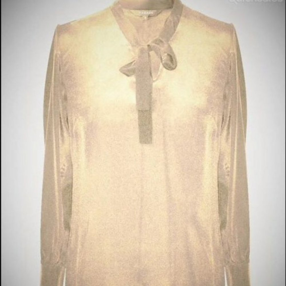 FARAGE Silk Tie Bow Office Long Sleeve Blouse Top